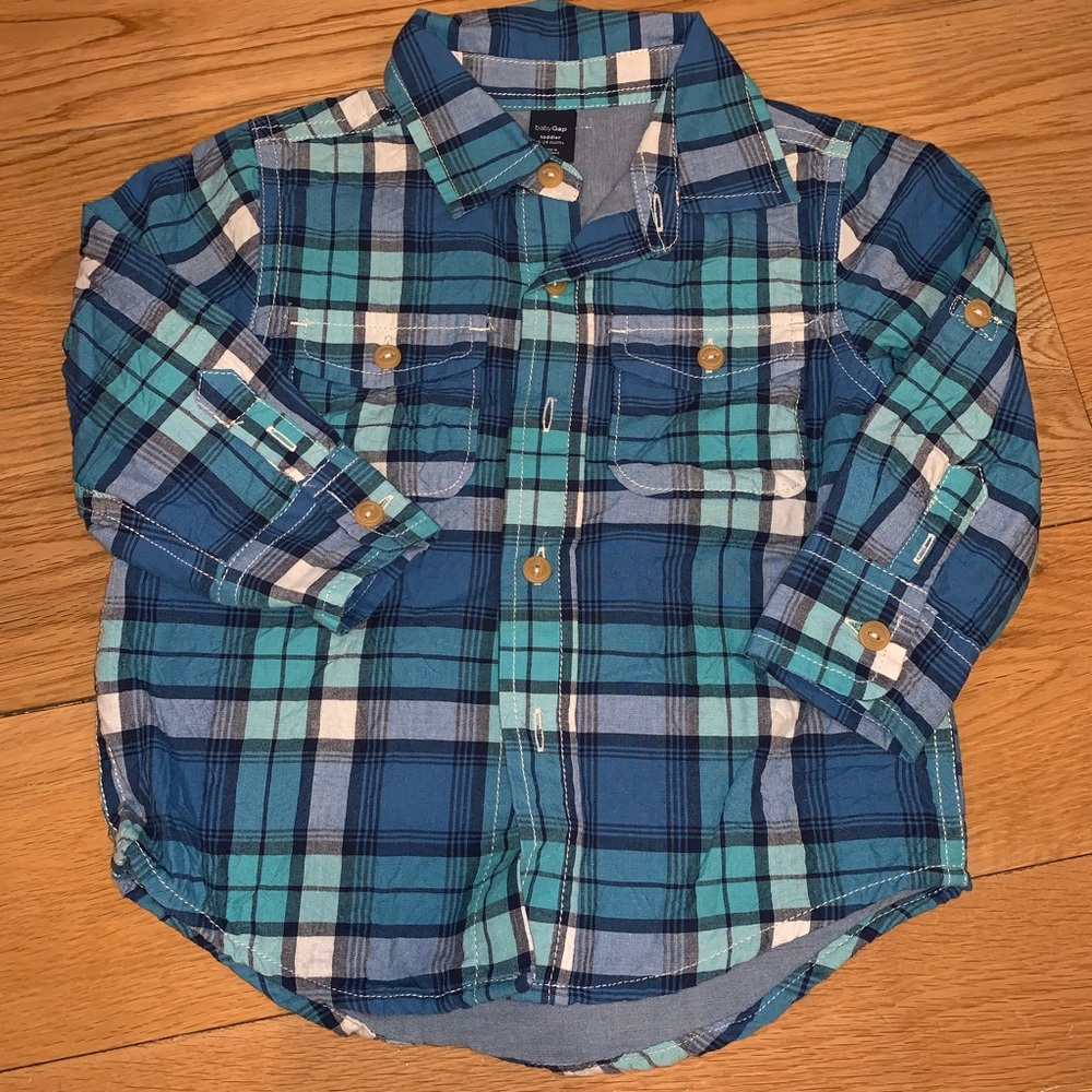 BNWT Baby Gap Plaid Convertible Shirt